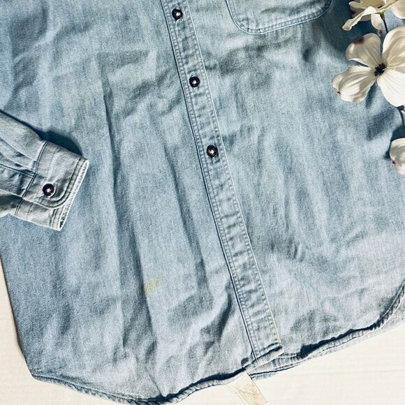 Vintage Woolrich Southwestern Double Sided Tribal Embroidered Bleach Denim Top - Picture 14 of 14